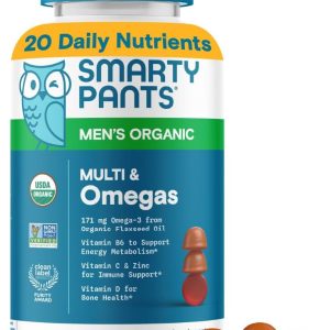SmartyPants Multivitamin for Men, Organic Gummies: Methylfolate, Omega...
