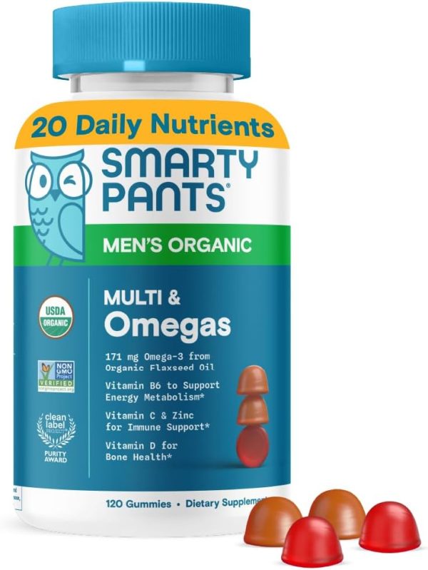 SmartyPants Multivitamin for Men, Organic Gummies: Methylfolate, Omega...