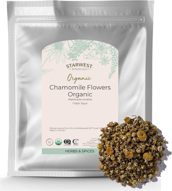 Starwest Botanicals Organic Chamomile Flowers Whole - Dried Loose Leaf...