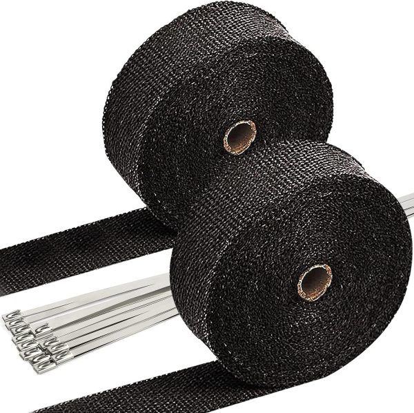 SunplusTrade 2" x 50' Black Exhaust Header Heat Wrap for Motorcycle Ca...