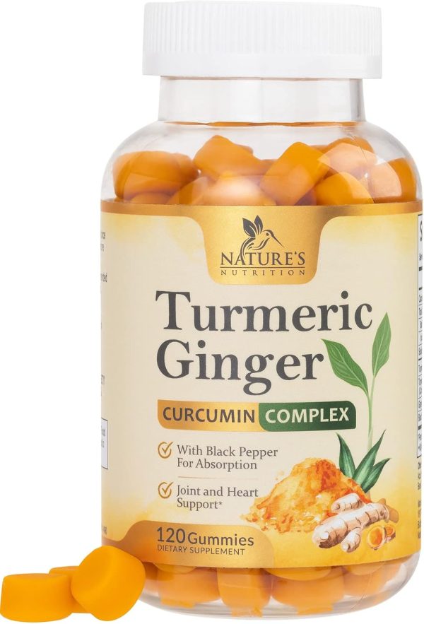 Turmeric Gummies with Black Pepper & Ginger for Best Absorption, 95% C...