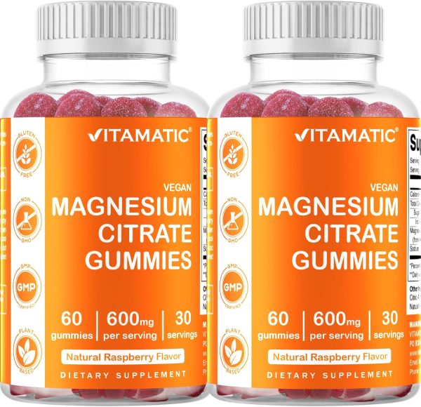 Vitamatic Magnesium Citrate Gummies 600mg per Serving - 60 Count - Pro...