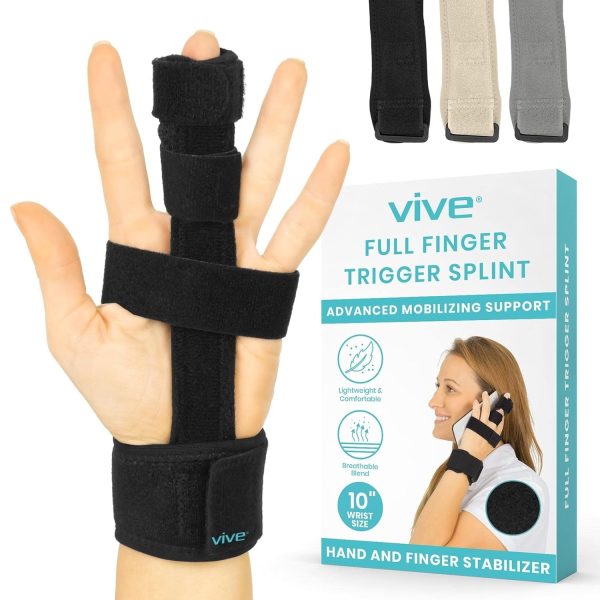 Vive Full Trigger Finger Splint - Hand and Wrist Brace Support - Adjus...