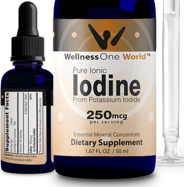 WellnessOne Iodine Drops for Thyroid Support - Fast Acting Liquid Iodi...