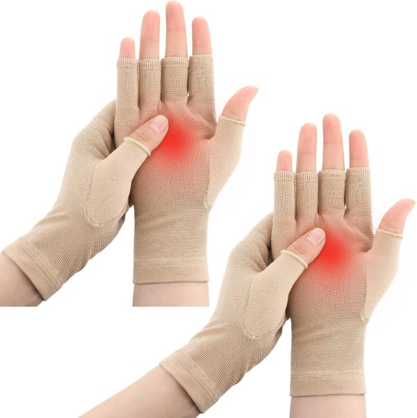 Woanger 2 Pairs Seamless Lymphedema Compression Gloves 20-30 mmHg Fing...