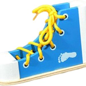 Wooden Lacing Shoe Toy,Shoe Tying Aid Fine Motor Skills Toy Learn to T...