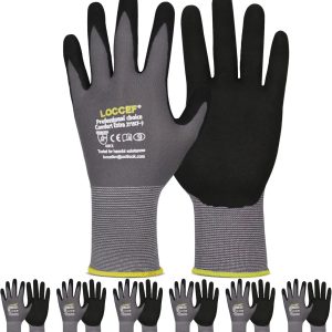 Work Gloves MicroFoam Nitrile Coated-6 Pairs,Seamless Knit Nylon Glove...