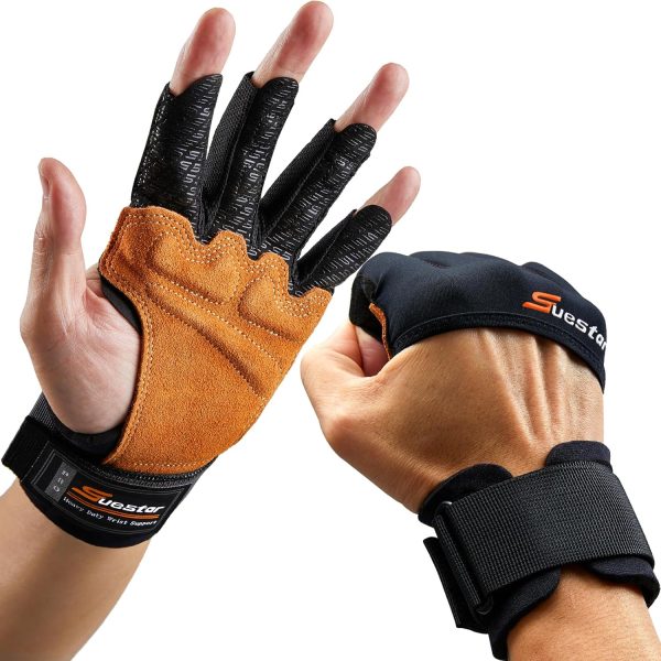 Workout Gloves, Heavy Duty Cowhide Padded Weight Lifting Gloves with W...