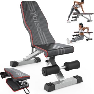 Yoleo Adjustable Weight Bench for Full Body Workout; Foldable Bench Pr...