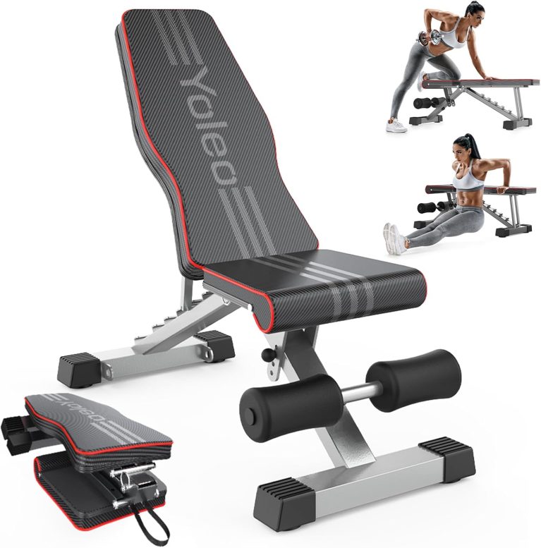 Yoleo Adjustable Weight Bench for Full Body Workout; Foldable Bench Pr...
