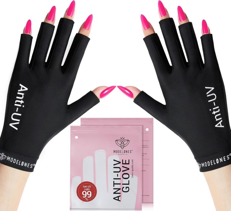 modelones UV Gloves for Gel Manicures, Professional UPF99+ Anti UV Pro...