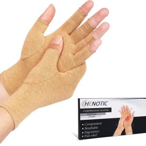 2 Pairs Arthritis Compression Gloves for Women Men, Fingerless Breatha...