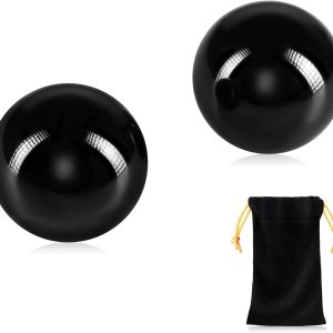 2PCS Black Obsidian Baoding Balls, Chinese Health Exercise Massage Bal...
