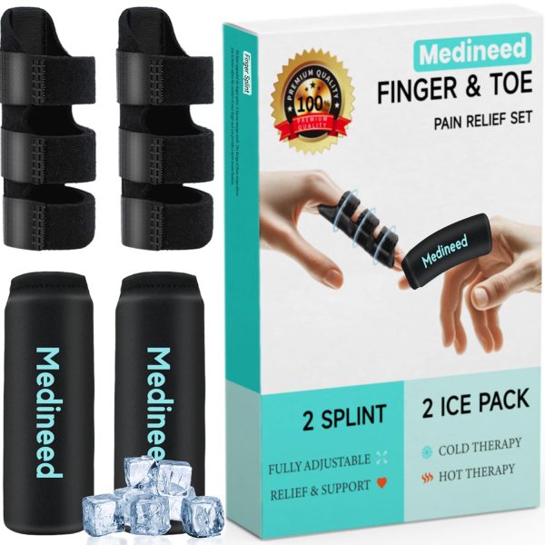 2PCS Finger Ice Pack & 2PCS Trigger Finger Splint, Thumb Splint & Slee...