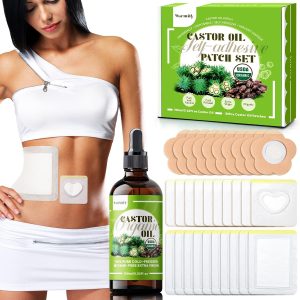 30 Pcs Castor Oil Patches with Castor Oil Organic Cold Pressed Unrefin...