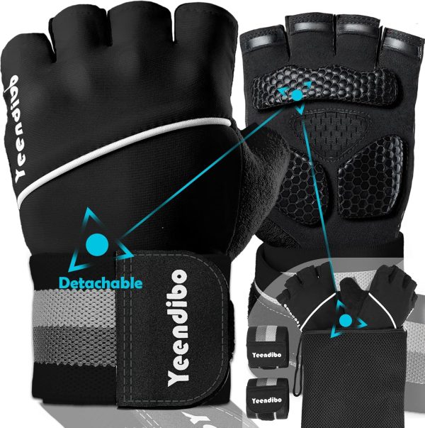 5-in-1 Workout Gloves for Men & Women, with Excellent Grip, Full Prote...