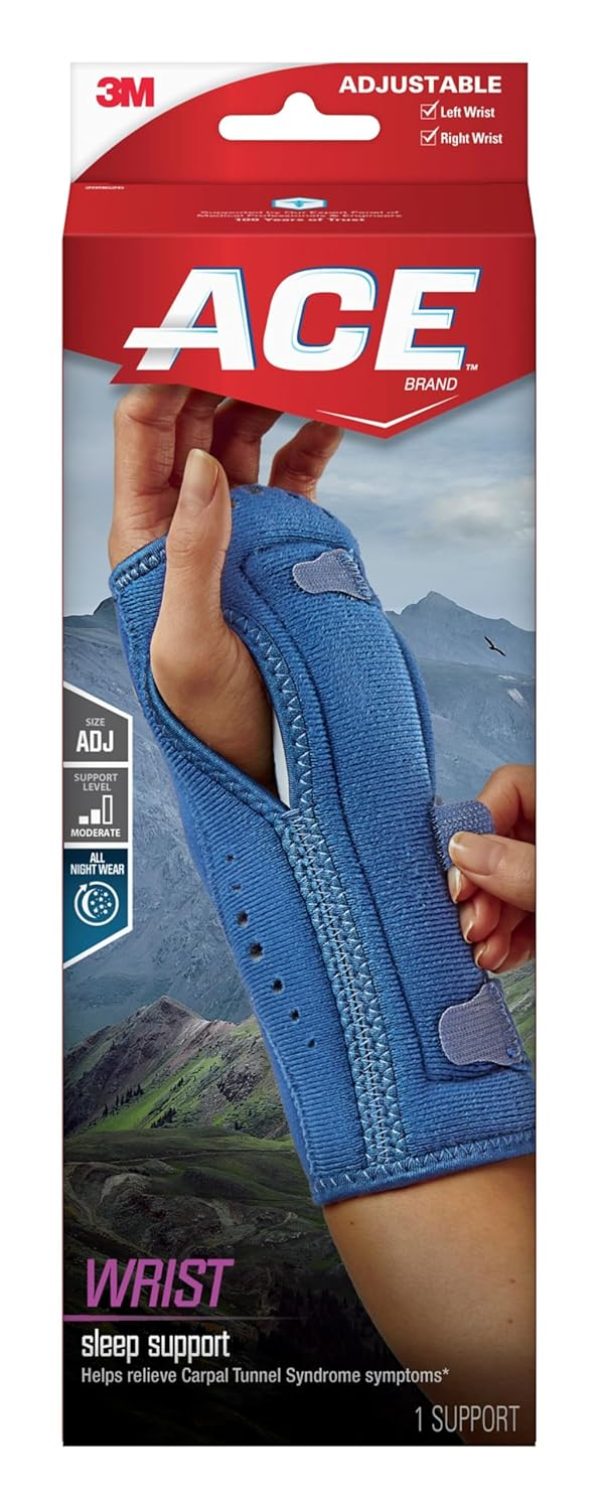 ACE Night Wrist Sleep Support, Adjustable, Blue, Helps Provide Relief ...