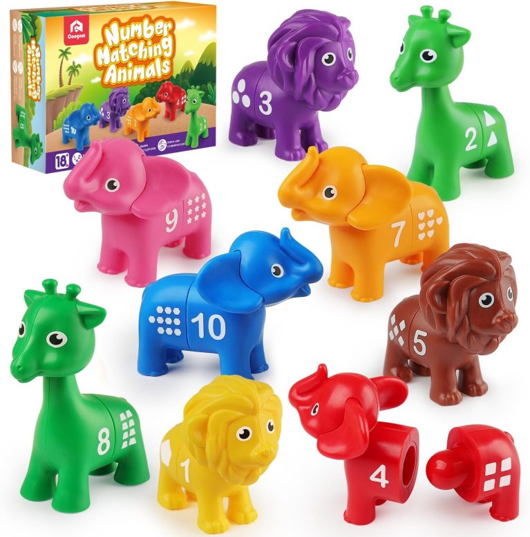 Coogam Number Matching Toy Set, 10pcs Double-Sided Animal Number Count...