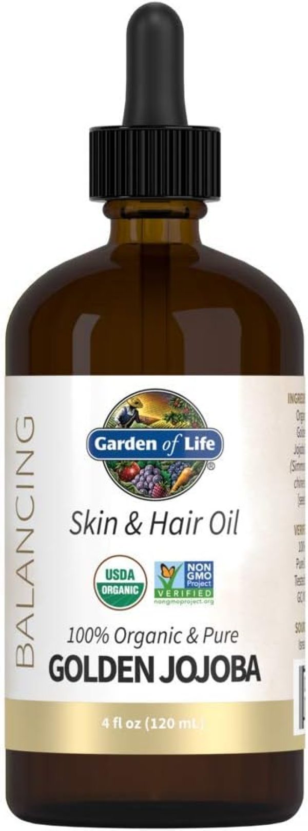 Garden of Life Jojoba Oil 100% Organic & Pure Golden Jojoba Oil for Ha...