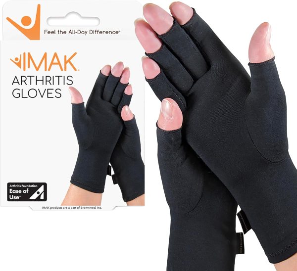 IMAK Compression Arthritis Gloves - Fingerless, Support for Joint Pain...