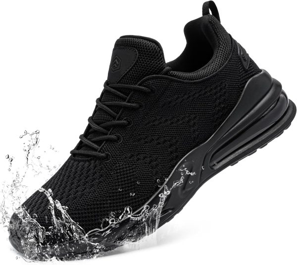 LARNMERN Mens Non Slip Work Shoes Slip On Water Resistant Walking Snea...