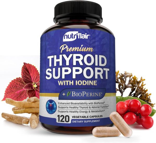NutriFlair Thyroid Support Complex, 120 Capsules - with Iodine, Black ...