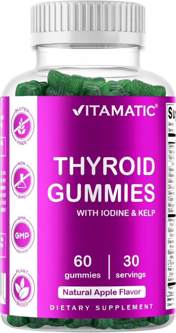 Vitamatic Vegan Thyroid Support Gummies with Iodine & Kelp – 60 Count ...
