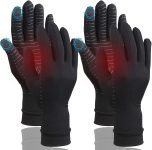 2 Pairs Full Finger Compression Gloves for Women Men, Copper Arthritis…