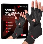 BraceBull Arthritis Gloves (1 Pair), Copper Infused Fingerless Compres…