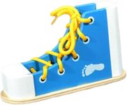 Wooden Lacing Shoe Toy,Shoe Tying Aid Fine Motor Skills Toy Learn to T…