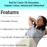 2 Pcs Organic Cotton Flannel for Castor Oil Pack Wrap, Reusable Castor…