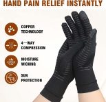 2 Pairs Full Finger Compression Gloves for Women Men, Copper Arthritis…