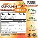 Turmeric Curcumin Supplement 1950mg – 95% Curcuminoids with Organic Tu…