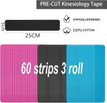 Kinesiology Tape Pro Athletic Sports (3 Rolls,60 Precut Strips) Waterp…
