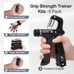 Grip Strength Trainer Kits (5 Pack), Forearm Strengthener with Adjusta…