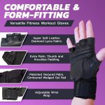 Fitness Fingerless Gloves for Gym Workout & Training, Gym Equipment, W…