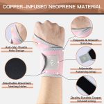 INDEEMAX 2 Pack Copper Wrist Brace Support for Carpal Tunnel, Pain Rel…