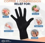 Copper Compression Full Finger Arthritis Gloves – Palm Grips – Touch S…