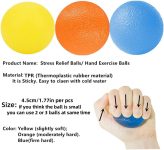 3 Resistance Levels 1.77in/4.5cm Physical Therapy Hand Exercise Balls …