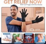 Copper Compression Full Finger Arthritis Gloves – Palm Grips – Touch S…